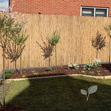 Natuurlijke tuinafscheiding met rietmat